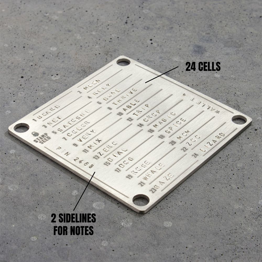 Stamp Seed Titanium Seed Plate, 24 words